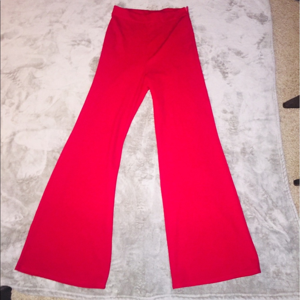 Red bell bottom pants windsor